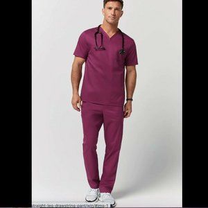 JAANUU Men's Wine Scrubs Set Size Large